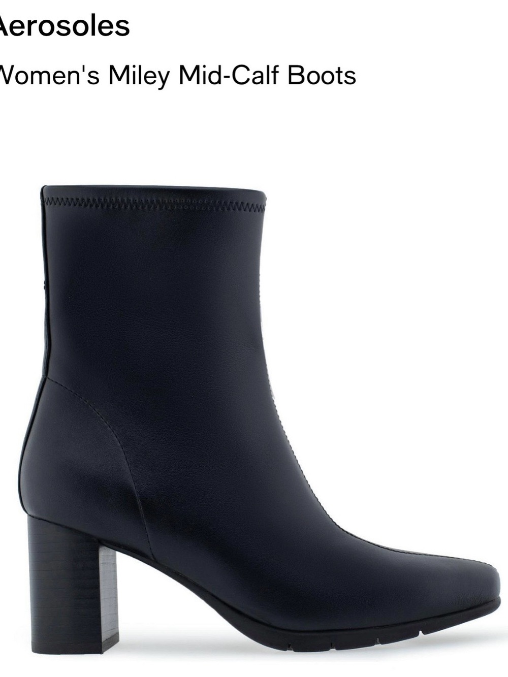 AEROSOLES Black Mid-Calf Block Heel Boots